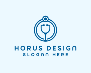 Blue Medical Stethoscope logo design