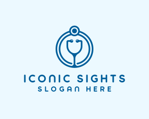 Blue Medical Stethoscope logo design