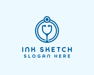 Blue Medical Stethoscope logo design