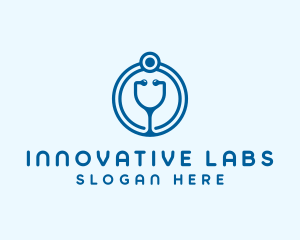 Blue Medical Stethoscope logo design