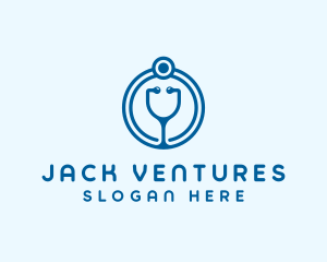 Blue Medical Stethoscope logo design