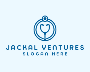 Blue Medical Stethoscope logo design