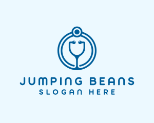 Blue Medical Stethoscope logo design