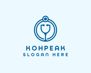 Blue Medical Stethoscope logo design