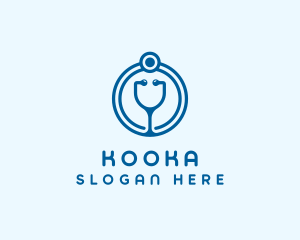 Blue Medical Stethoscope logo design