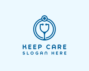 Blue Medical Stethoscope logo design