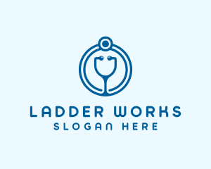 Blue Medical Stethoscope logo design