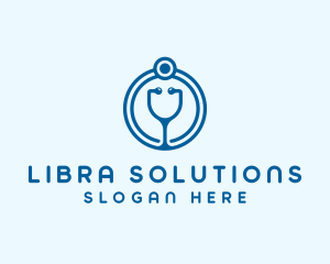 Blue Medical Stethoscope logo design