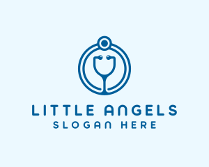 Blue Medical Stethoscope logo design