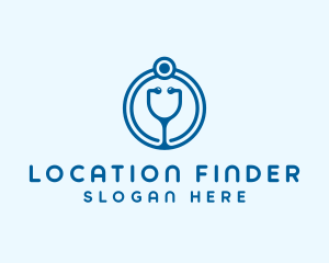 Blue Medical Stethoscope logo design