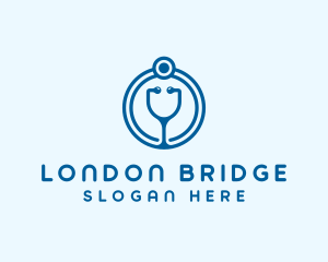 Blue Medical Stethoscope logo design