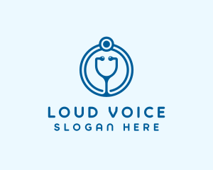 Blue Medical Stethoscope logo design