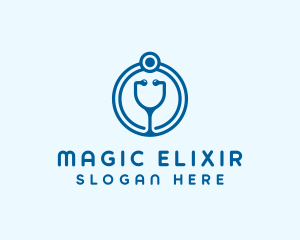 Blue Medical Stethoscope logo design