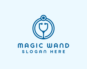 Blue Medical Stethoscope logo design