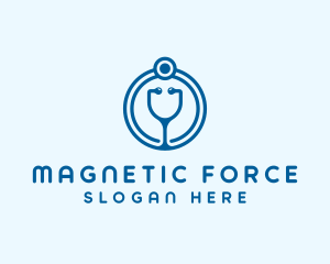 Blue Medical Stethoscope logo design