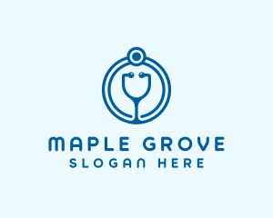 Blue Medical Stethoscope logo design