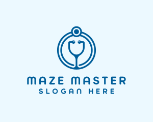 Blue Medical Stethoscope logo design