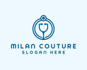 Blue Medical Stethoscope logo design