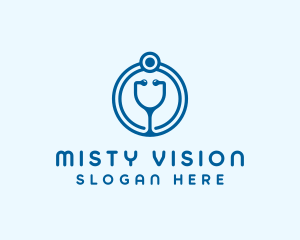 Blue Medical Stethoscope logo design