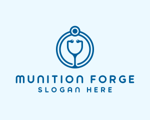 Blue Medical Stethoscope logo design