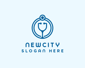 Blue Medical Stethoscope logo design