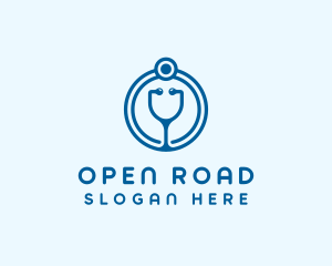 Blue Medical Stethoscope logo design