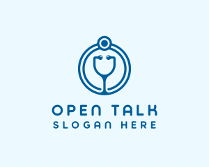 Blue Medical Stethoscope logo design