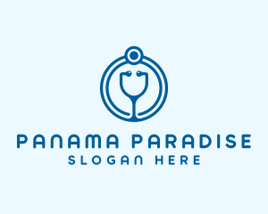 Blue Medical Stethoscope logo design