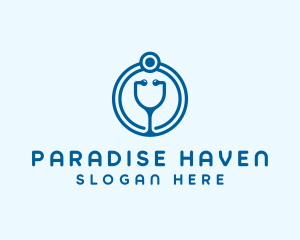 Blue Medical Stethoscope logo design