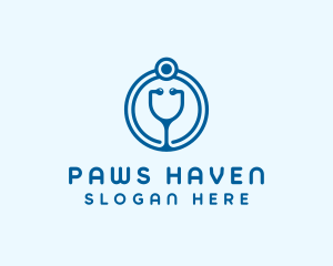 Blue Medical Stethoscope logo design