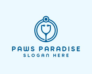 Blue Medical Stethoscope logo design