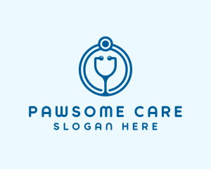 Blue Medical Stethoscope logo design