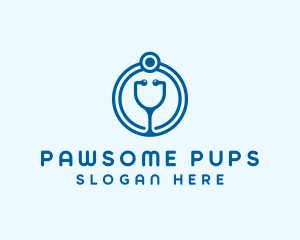 Blue Medical Stethoscope logo design