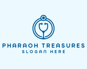 Blue Medical Stethoscope logo design