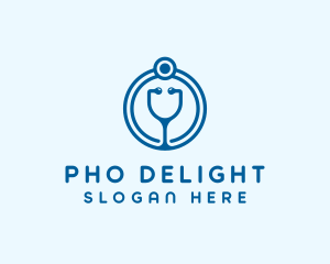 Blue Medical Stethoscope logo design