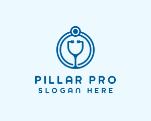 Blue Medical Stethoscope logo design