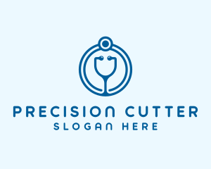 Blue Medical Stethoscope logo design