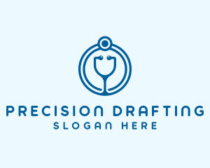 Blue Medical Stethoscope logo design