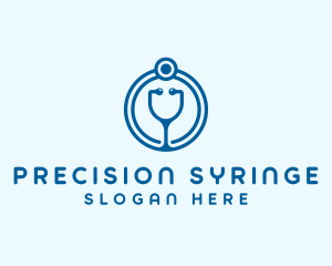 Blue Medical Stethoscope logo design