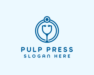 Blue Medical Stethoscope logo design