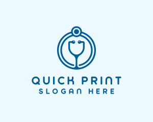 Blue Medical Stethoscope logo design