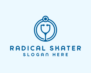 Blue Medical Stethoscope logo design