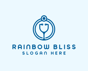 Blue Medical Stethoscope logo design