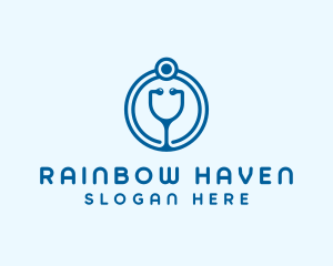 Blue Medical Stethoscope logo design