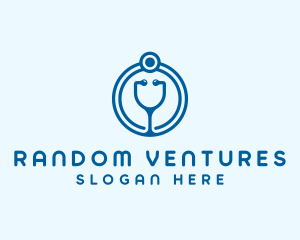 Blue Medical Stethoscope logo design