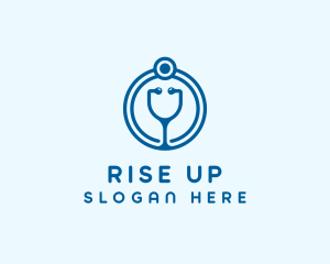 Blue Medical Stethoscope logo design