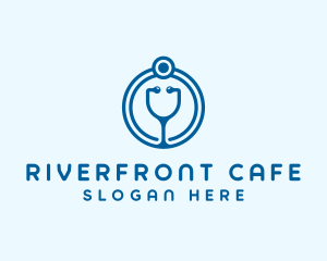 Blue Medical Stethoscope logo design