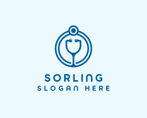 Blue Medical Stethoscope logo design