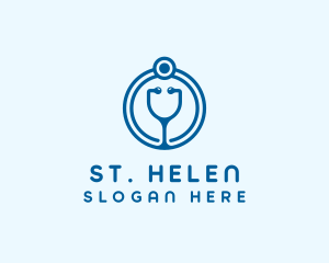 Blue Medical Stethoscope logo design