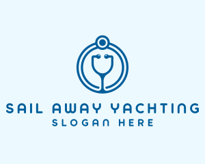 Blue Medical Stethoscope logo design